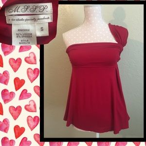 💋One Shoulder Red M.S.S.P. Baby Doll Top💋